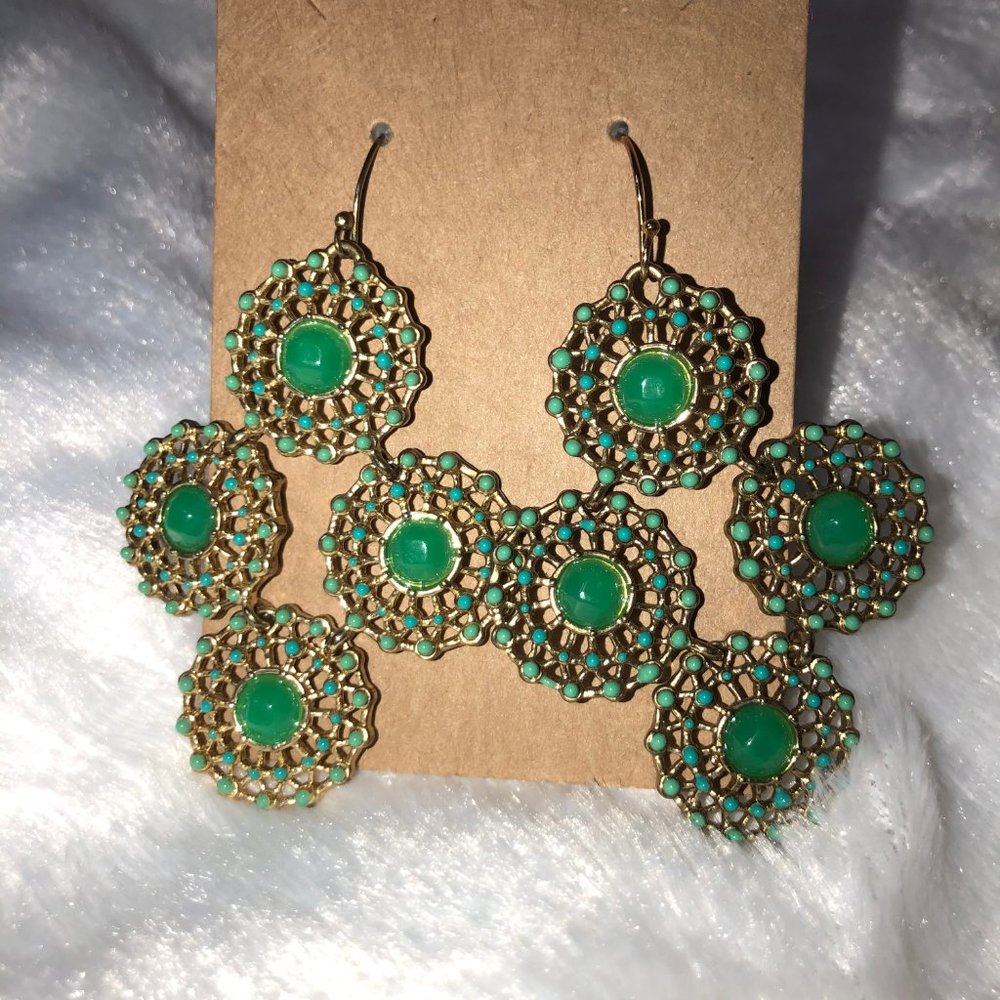 Stella & Dot Green Chandelier Earrings